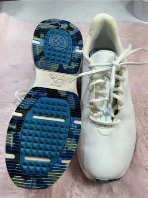 G/FORE White Sneakers with Light Blue Stripe 178 Size 8 thumbnail 8