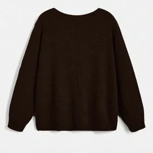 SHEIN asymmetrical diagonal button down brown sweater thumbnail 2
