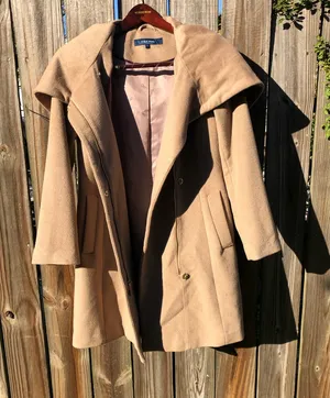 COLE HAAN WOOL BLEND FULLY LINED COAT WITH SHAWL HOOD and POCKETS SIZE 6 thumbnail 1