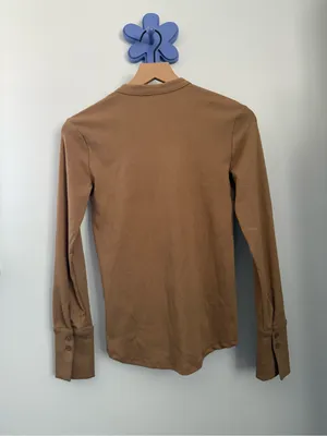 Banana Republic XS Camel Tan Crew Neck Fitted Cardigan Office Work Career thumbnail 4