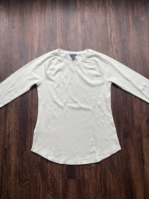 NWOT Eddie Bauer Women's Ivory Thermal Raglan Long Sleeve Waffle Knit Crew- M thumbnail 2