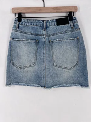 Kittenish Light Blue Distressed Cutoff Denim Mini Skirt Size S‎ thumbnail 5