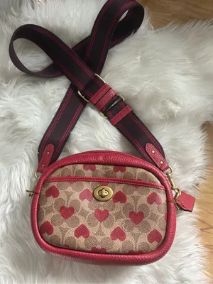 Coach Camera Bag Signature Canvas Heart Print Crossbody C8390 thumbnail 1