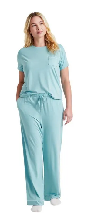 NWT State of Day Womens 2-Pc. Fluid Knit Pajamas Set Canton Blue XS thumbnail 1