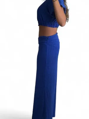 Free People Cobalt Blue Maxi Skirt with Front Slit thumbnail 2