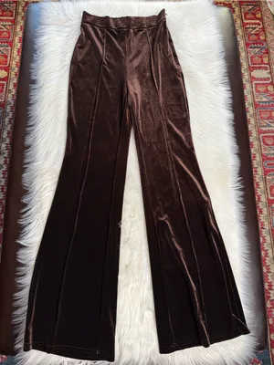 Halara Brown Velvet High Waisted Flare Pants NWOT XL thumbnail 1