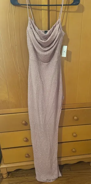 Pink Windsor Halter Maxi Dress with Slit thumbnail 4