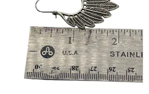Silver Tone Feather Hoop Earrings Dangle Wire 2" Long Boho Hippie Southwestern thumbnail 4