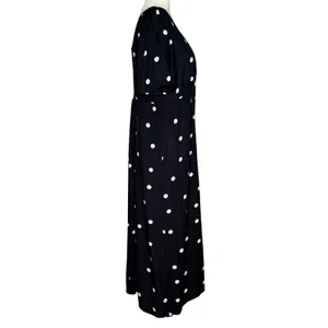 Old Navy M Polka Dot Midi Dress Navy Full‎ Button Front Classic Empire Waist thumbnail 7