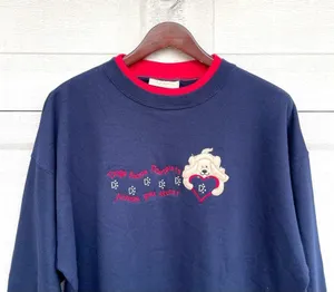 VTG Vintage Dog Sweatshirt Blue Red Patch Jeweled Grandma Large thumbnail 4