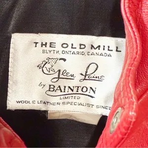 Vintage The‎ Old Mill Glen Laine By Baiton Red Motorcycle Leather Jacket Size XS thumbnail 4