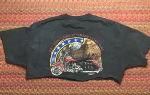 ROUTE 66 BIKER EAGLE MOTORCYCLE CROP TOP CUT OFF TEE thumbnail 1