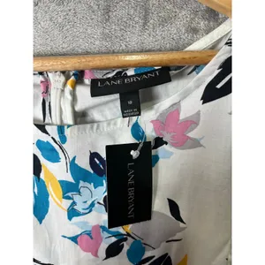 Lane Bryant Floral Asymmetrical Peplum Top Flutter Sleeve Cotton Size‎ 18 NEW thumbnail 4