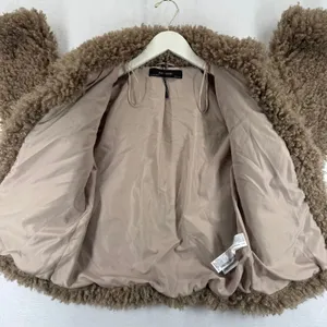 ZARA BASIC Teddy Fleece Jacket Brown Collar Buttons Pockets Women Size‎ S thumbnail 9