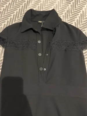 Maje Black Lace-Trim Polo Mini Dress thumbnail 7