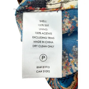 Plenty by Tracy Reese Silk Abstract Print Ruffle V-Neck Dress Blue Orange Medium thumbnail 4