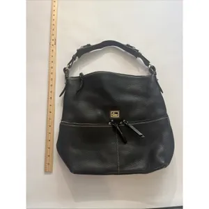 EUC Dooney & Bourke Dillen Black Pebble Leather Hobo Shoulder Bag 2 Pocket Sac thumbnail 4