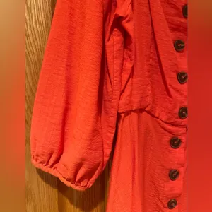 MELLODAY Orange Square Neckline A-Line Lined Mini Dress 3/4 Sleeves Size‎ XS thumbnail 7