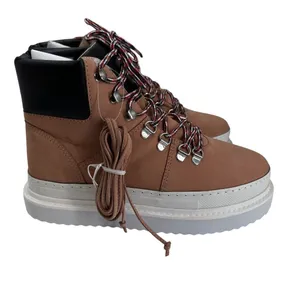 SCHUTZ Women Marula Platform Lace Up High Top Boots‎ 10B Waterproof Beige NIB thumbnail 3