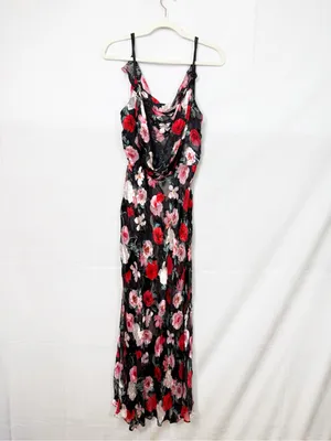 Victoria’s Secret Atelier Noir Burnout Satin Silk Plunge Gown Maxi Slip Chemise thumbnail 5