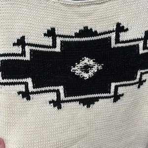 Ralph Lauren Boat Neck Intarsia Knit Sweater Pullover Cream Black Size Small thumbnail 3