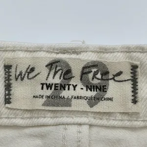 FREE PEOPLE White Denim Jean Mini Skirt 29 Cotton Distressed Raw‎ Hem Button Fly thumbnail 4