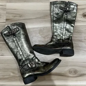Eric Michael Gold Crackle Riding Boots Women’s (35) 4.5/5 thumbnail 1