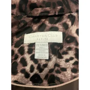 Charter Club Vest Womens Petite Medium Brown Leopard Print Quilted Puffer Zip thumbnail 7