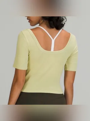 Lululemon NWT Ribbed Held Tight Short Sleeve Shirt Crop Top Orange Size 8 thumbnail 7