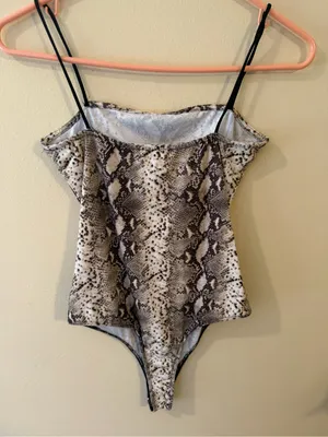 Snake-Print Bodysuit in Black and White thumbnail 3