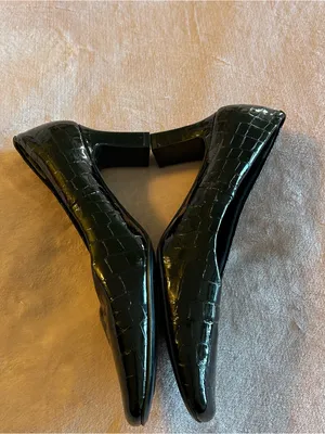 Nordstrom black patent leather pumps with crocodile embossing size 8M thumbnail 4