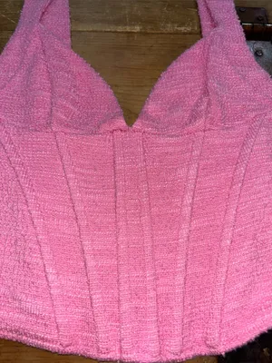 ZARA Women’s Pink Textured Corset Bustier Crop Top Size Small S thumbnail 3