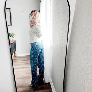 Wide Leg Blue Patterned Jeans - Women's Flare & Wide Leg thumbnail 13