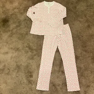 Roller Rabbit Preppy Pink Hearts m Cotton Pants and Henley Pajamas Set XS thumbnail 3
