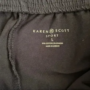 Karen Scott Sport Navy High Rise Wide Leg Pull On Lounge Athleisure Pants SZ L thumbnail 7