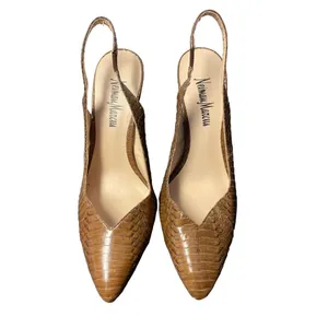 Neiman Marcus Women's Laine Brown Leather Snakeskin look 5" Heels - SKU 1932 thumbnail 2
