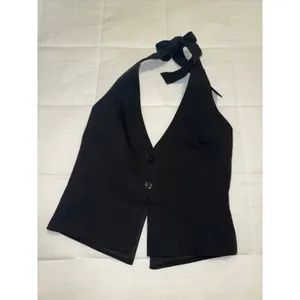 NWT Tiger Mist Black Halter Buttoned Top thumbnail 2