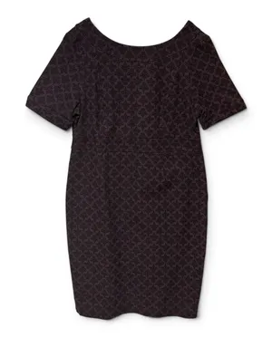 Boden Talia Textured Short Sleeve Sheath Dress Dark Purple Fig Black 16 thumbnail 1