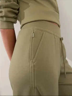 Athleta Allure High Rise Pant Women Size L Olive Branch Athleisure Wide Leg thumbnail 3