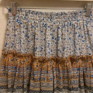 Misa Los Angeles Ruffle Tiered Floral Multicolor Mini Skirt Size S Made In USA thumbnail 2