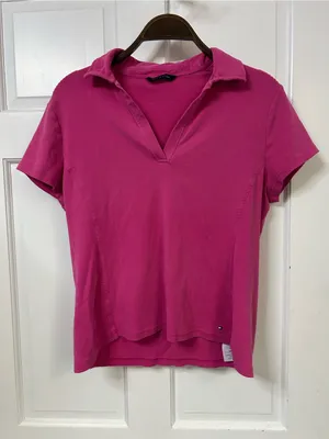 Tommy Hilfiger Fuchsia Short-Sleeve V-Neck Polo Tee thumbnail 5