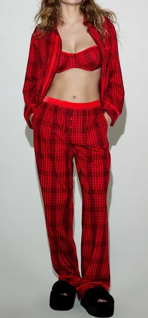 Pink Flannel Long Pajama Set‎ thumbnail 1