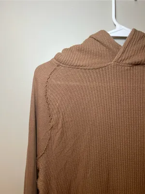 Free People We the Free Waffle Long Sleeve Hooded Shirt thumbnail 6