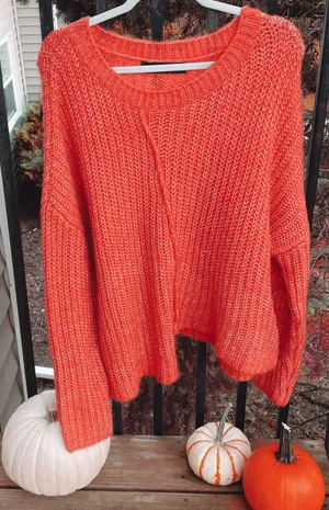 ZARA Knit Oversized Orange Sweater thumbnail 1