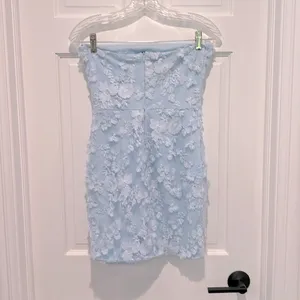Altar’d State Adley Embellished Mini Dress Light Powder Pastel Blue Small thumbnail 5