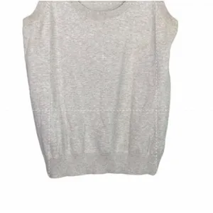 ZARA Sleeveless Cotton Knit Sweater Vest Rib Trim Pullover Lightweight L Cream thumbnail 3
