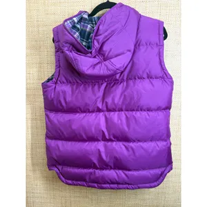 Brooks Brothers Purple Hooded Down Puffer Vest Plaid Lined Women Size 12 thumbnail 5