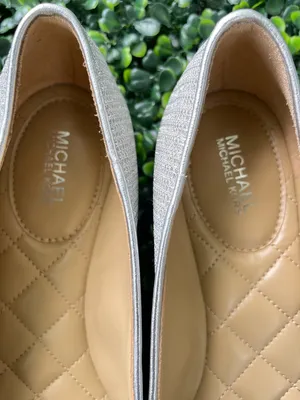 Michael Kors Silver Quilted-Trim Ballet Flats thumbnail 6