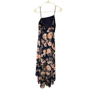 Lulus Navy Blue Pink Floral Asymmetrical High Low Dress Woman Sz XS thumbnail 2