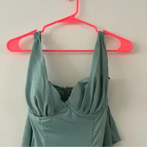 Oh Polly Clementine Cold Shoulder Mini Dress in Teal Size 2 NWT thumbnail 6